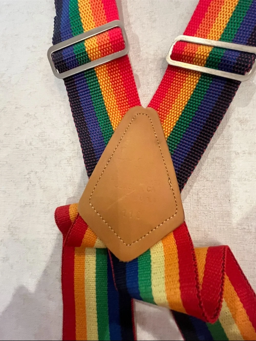 Vintage Striped Rainbow wide Suspenders. Adjustable. So cool! - Picture 3 of 7